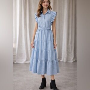 Light Blue Ruffled Maxi Dress Size S
